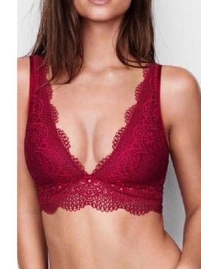 Victoria's Secret Red Lace Bralette New Without Tags Never Worn Sexy Wine Color